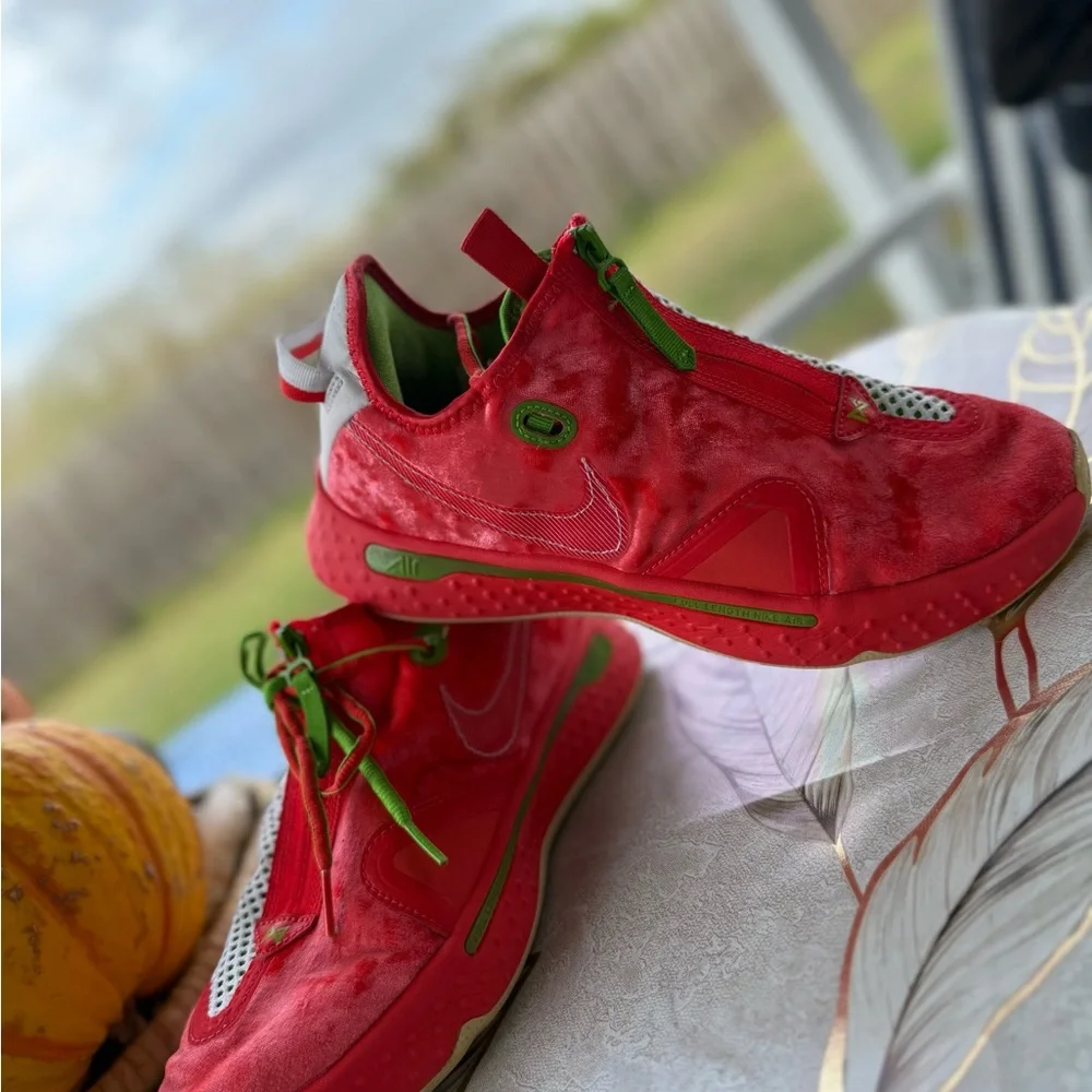 Nike Air PG 4 Christmas Edition Men's Sneakers Red Green Size 8 CD5079-602. - Picture 6 of 11
